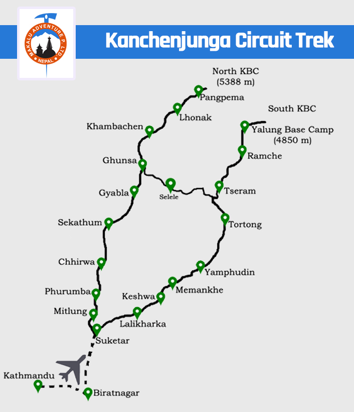Mt. Kanchenjunga Circuit Trek Route Map Mt. Kanchenjunga Circuit Trek Route Map