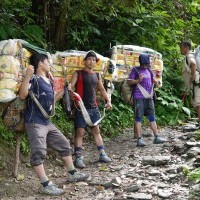 Porters on the way to Everest base camp